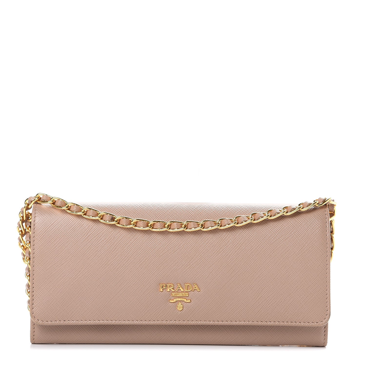 Prada Saffiano Metal Oro Chain Wallet Cammeo 1 of 12