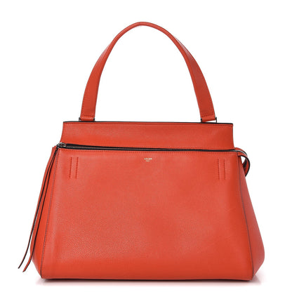 Celine Grained Calfskin Medium Edge Shoulder Bag Vermillion 1 of 9