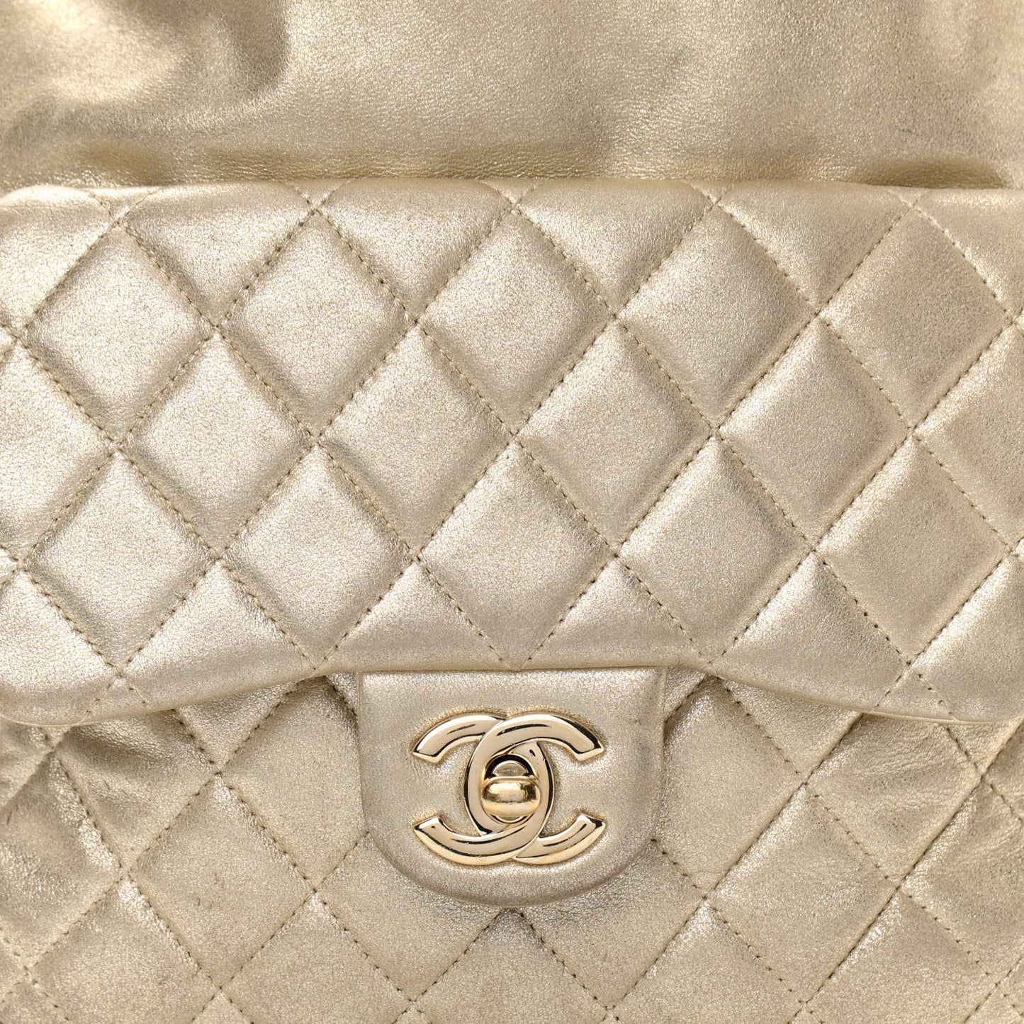 Metallic Lambskin Quilted Small In Seoul Backpack Light Gold