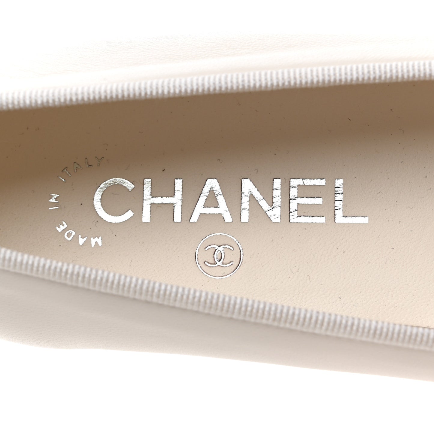 Lambskin Cap Toe CC Ballerina Flats 39 White Black