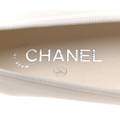 Chanel Lambskin Cap Toe CC Ballerina Flats 39 White Black 7 of 10