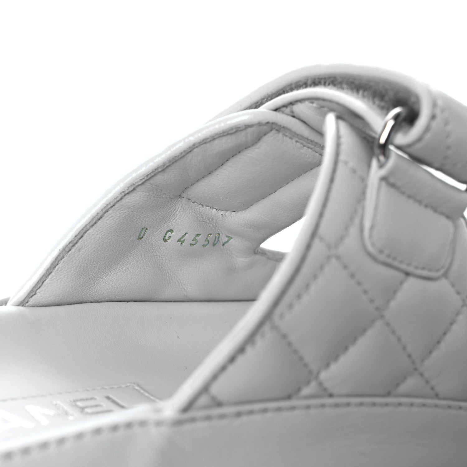 Chanel Laminated Lambskin Quilted Velcro Dad Chain CC Slide Sandals 37.5 Light Blue 10 of 10