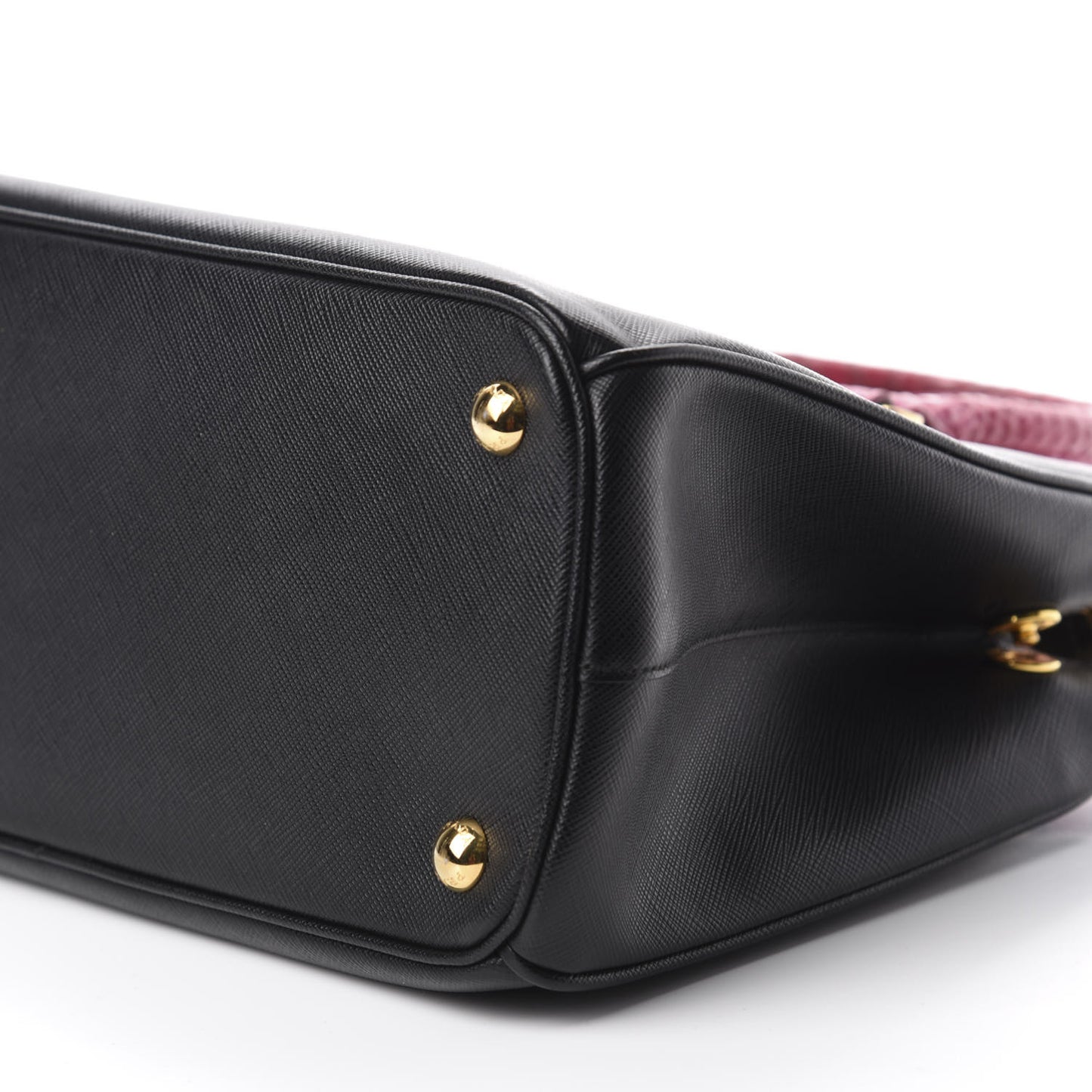 Saffiano Crocodile Small Galleria Double Zip Tote Black