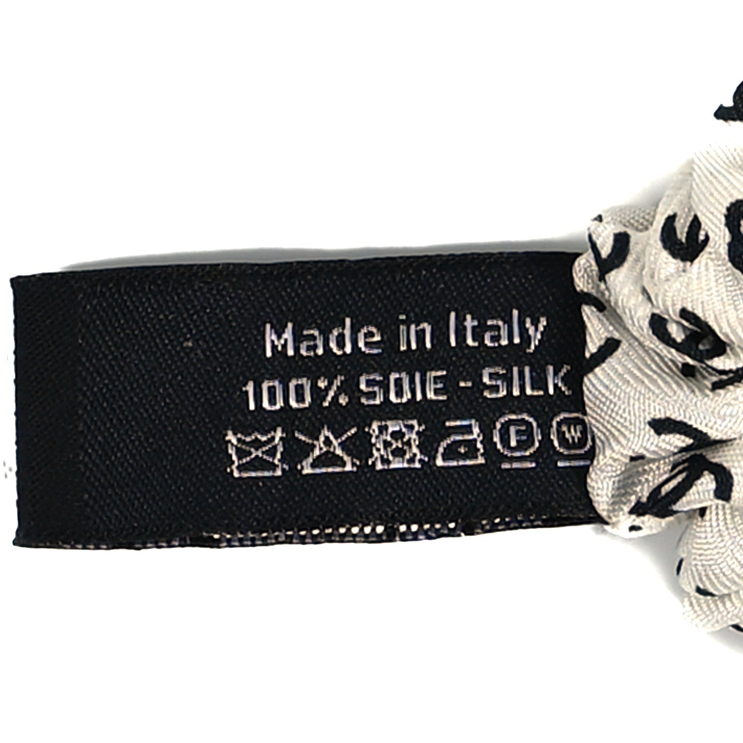 Chanel Silk Twill CC Scarf Hair Tie Black White 3 of 3