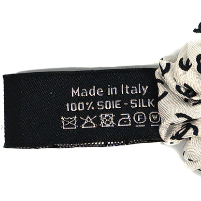 Chanel Silk Twill CC Scarf Hair Tie Black White 3 of 3