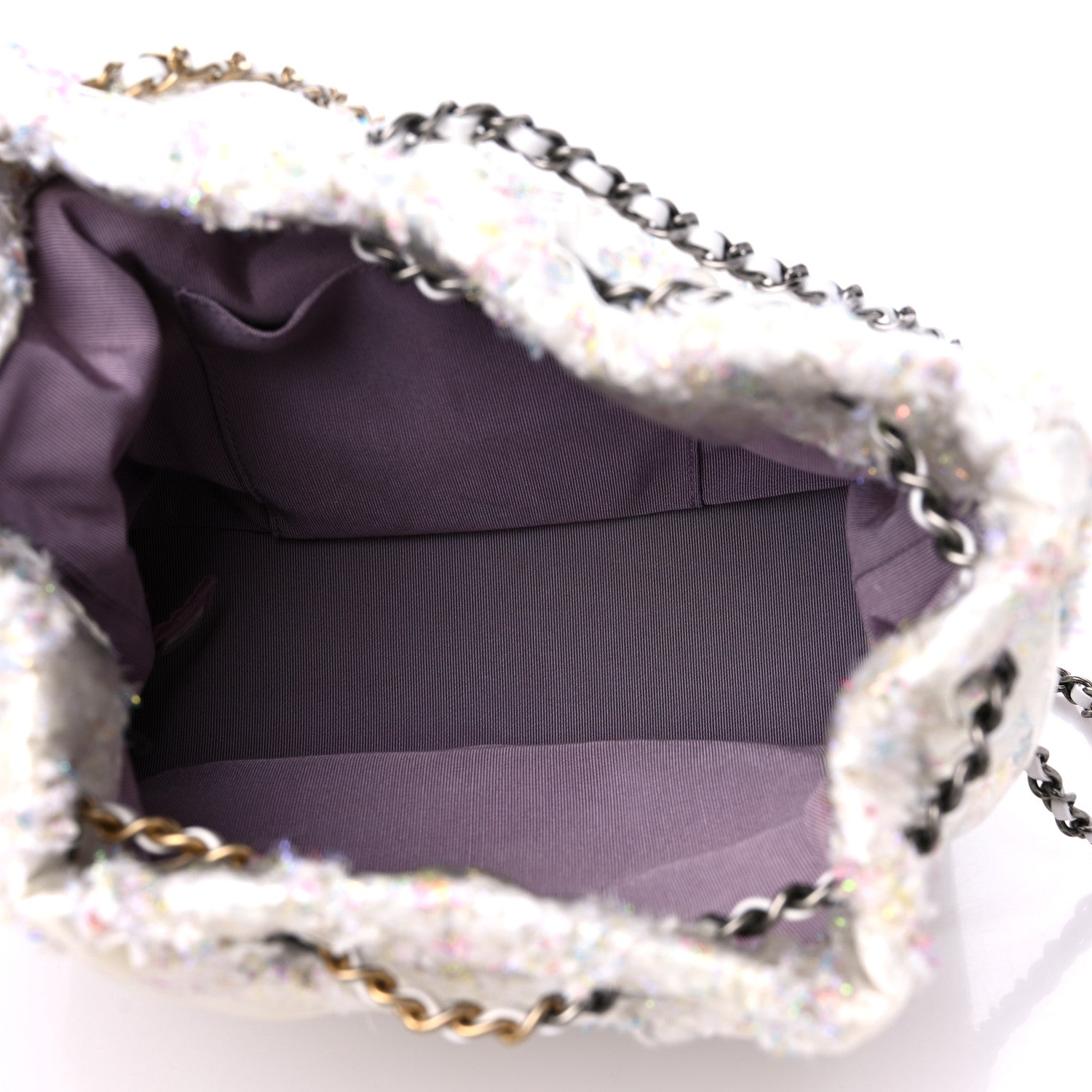 Chanel Tweed PVC Quilted Small Gabrielle Backpack White 5 of 10