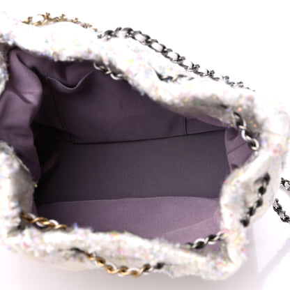 Chanel Tweed PVC Quilted Small Gabrielle Backpack White 5 of 10