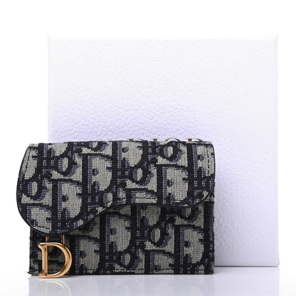 Christian Dior Oblique Saddle Card Holder Blue 9 of 9