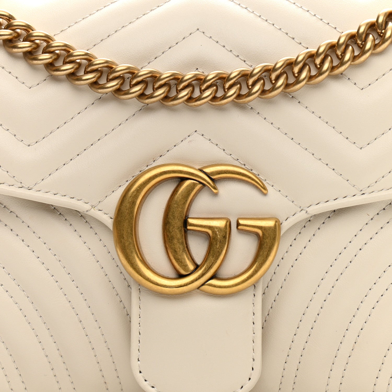 Gucci Calfskin Matelasse Small GG Marmont Shoulder Bag White 8 of 9