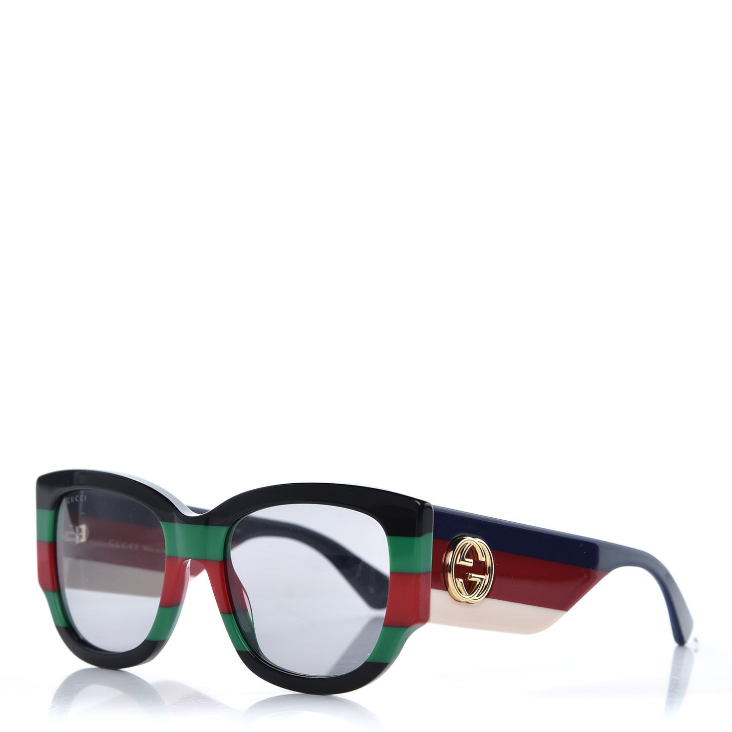 Acetate Web Oversized Frame Rectangle Sunglasses GG0276S Black Multicolor