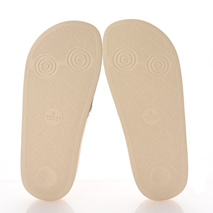 Gucci X DISNEY Mini Vintage GG Supreme Monogram Mickey Mouse Womens Slide Sandals 35 Beige Vintage Sun Oil 6 of 9