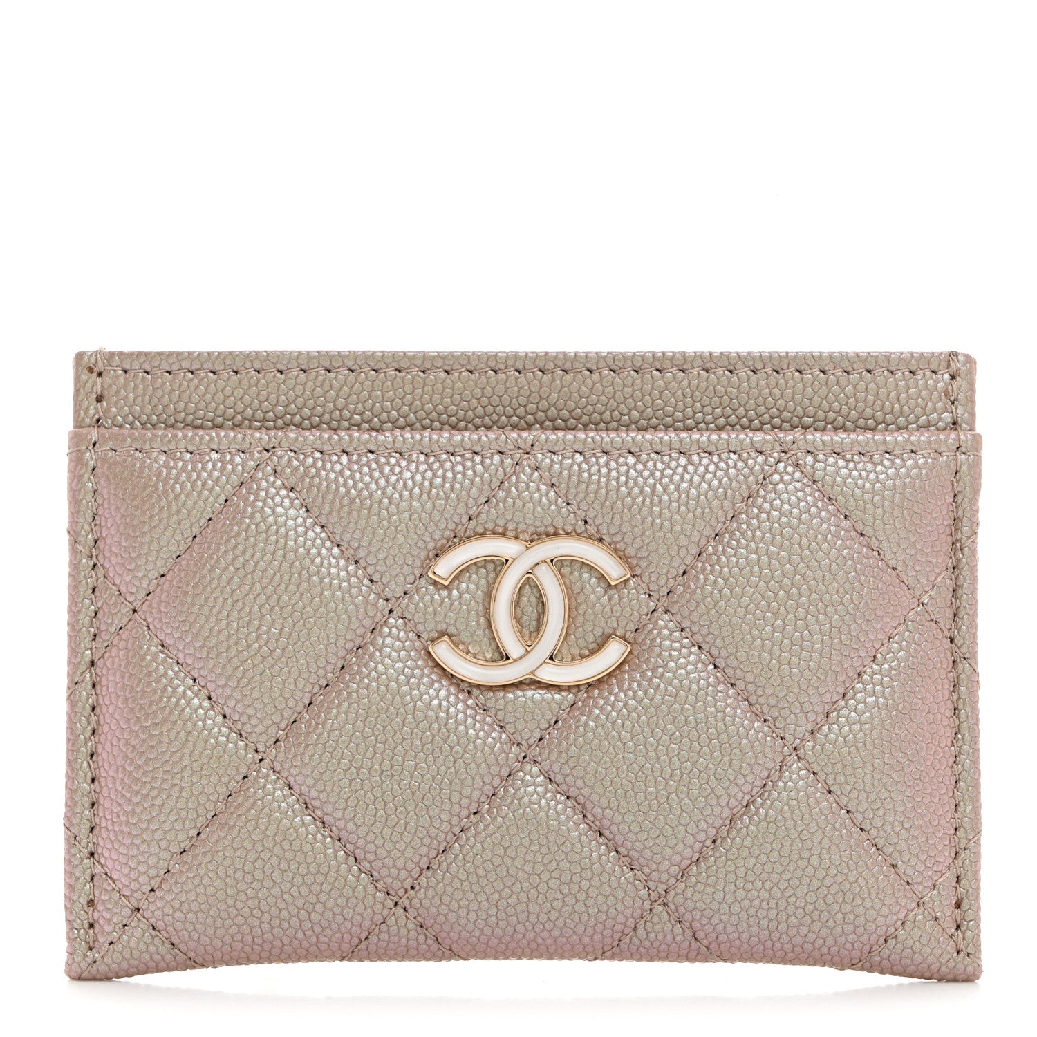 Chanel Iridescent Caviar Quilted Card Holder Beige 1 of 8