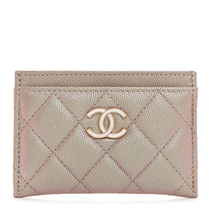 Chanel Iridescent Caviar Quilted Card Holder Beige 1 of 8