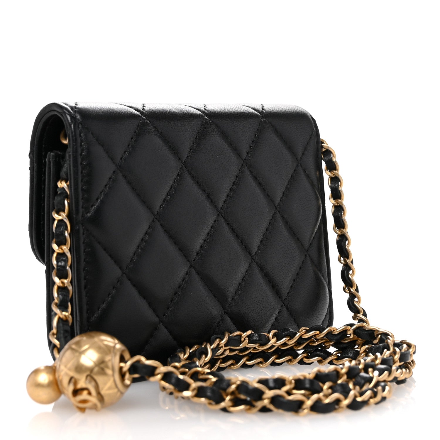 Chanel Lambskin Quilted Pearl Crush Clutch With Chain Black 3 of 11