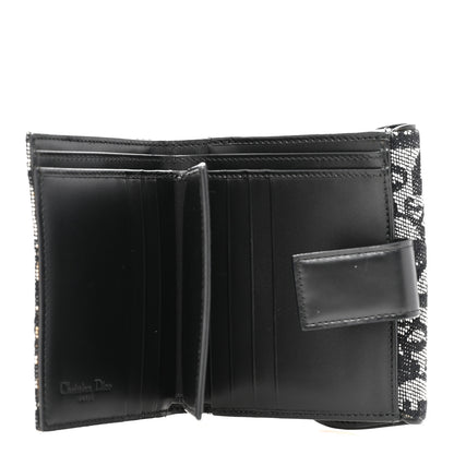 Christian Dior Monogram Compact Saddle Wallet Black 5 of 10