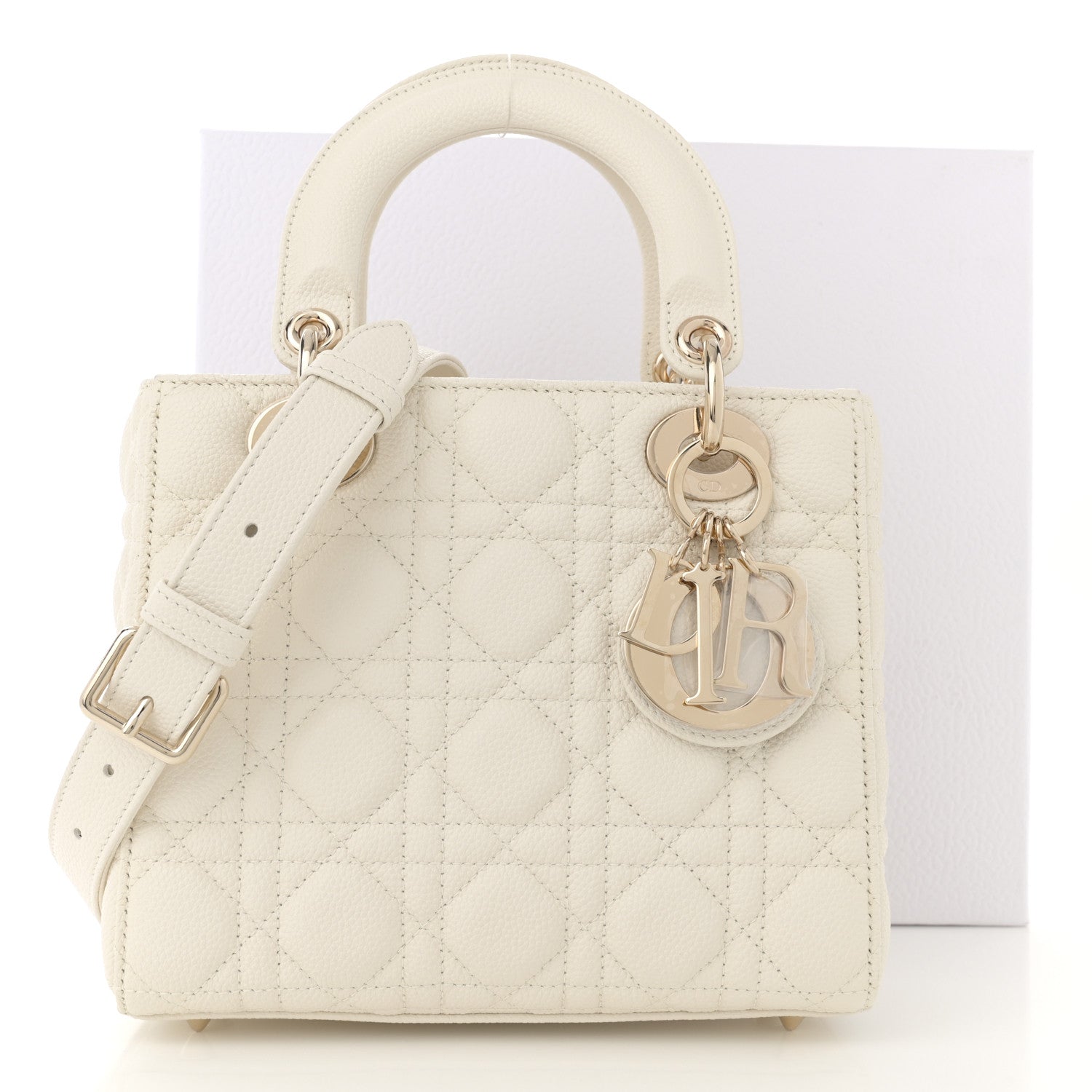 Christian Dior Grained Calfskin Cannage Small Lady Dior Latte 11 of 11