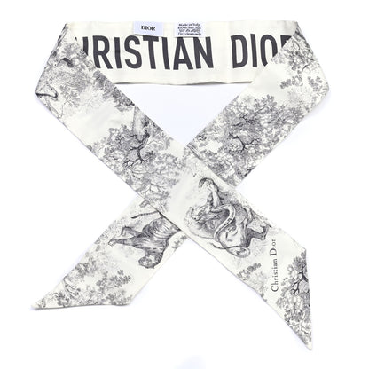 Christian Dior Silk Toile De Jouy Mitzah Scarf White 1 of 6
