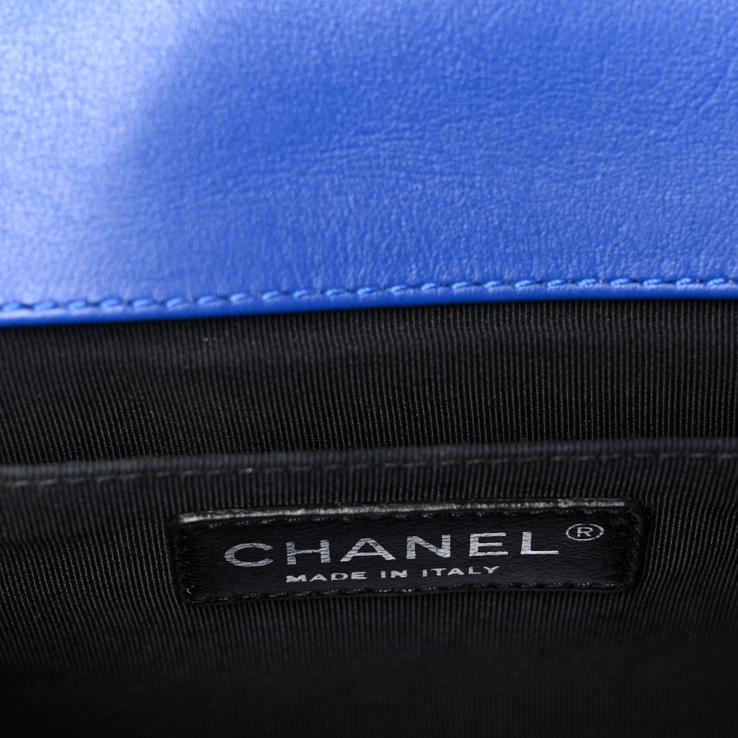 Patent Calfskin Quilted New Medium Plexiglass Boy Flap Blue
