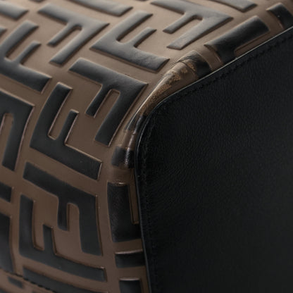 Fendi Vitello Grace F is Fendi Bi-Color FF 1974 Embossed Grande Mon Tresor Bucket Bag Maya Black Fragola 9 of 15