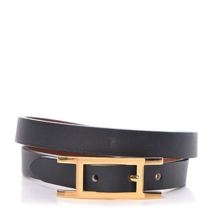 Hermes Chamonix Behapi Double Tour Bracelet T2 Black 1 of 5