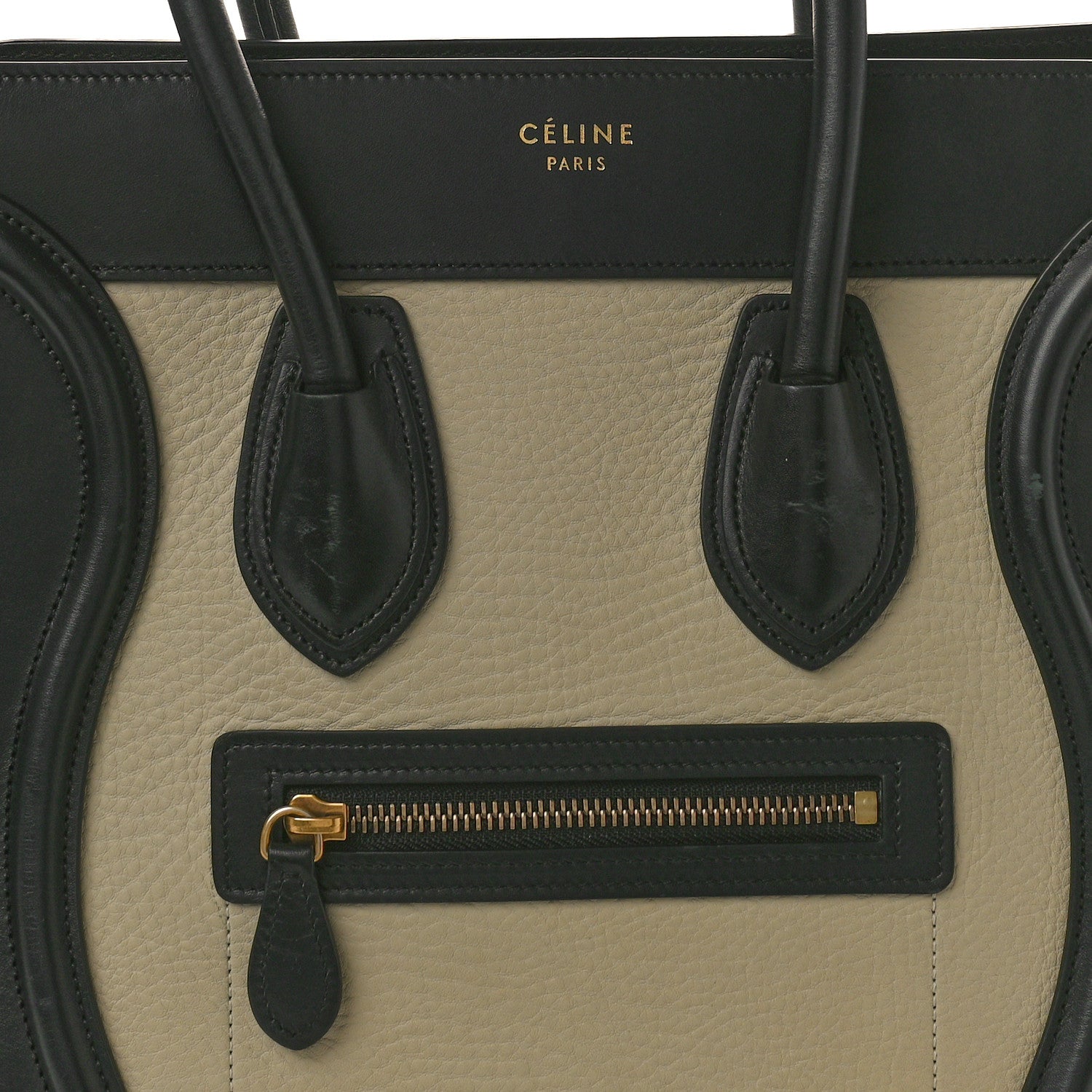 Celine Elephant Calfskin Micro Tri-Color Luggage Chalk 8 of 12