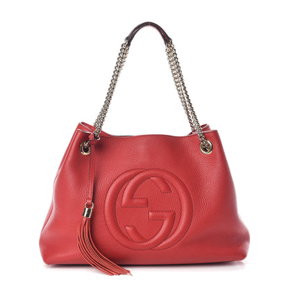 Gucci Pebbled Calfskin Medium Soho Chain Shoulder Bag Tabasco Red 1 of 10