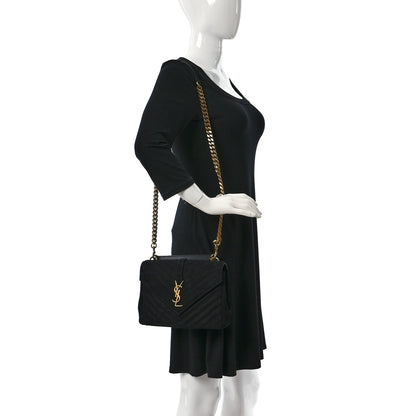 Saint Laurent Corduroy Matelasse Chevron Monogram Medium College Bag Softy Black 2 of 8