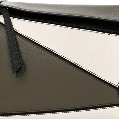 Loewe Calfskin Small Puzzle Bag Khaki Green Soft White 8 of 10
