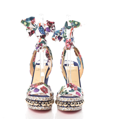 Christian Louboutin Suede Satin Levantinana 120 Wedges 39 Blue 2 of 7