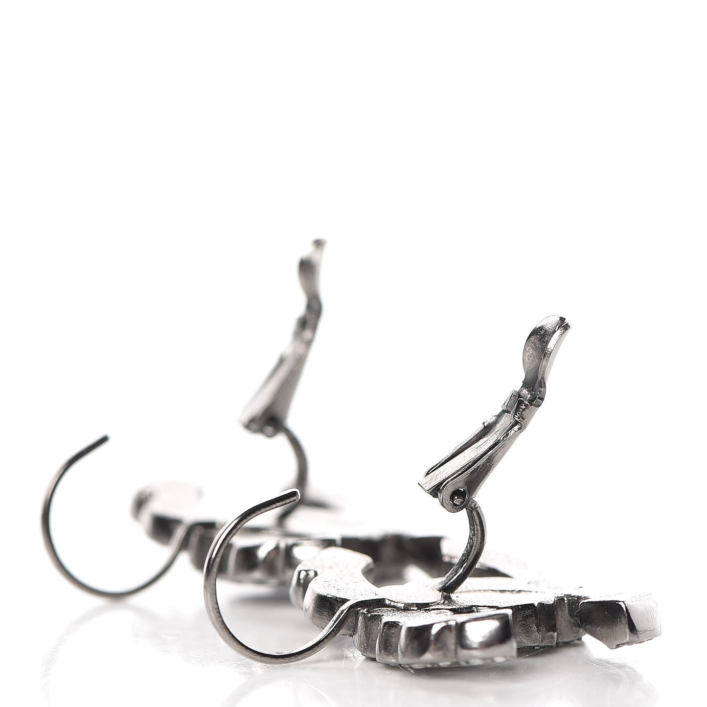 Ruthenium Baguette Crystal CC Drop Earrings