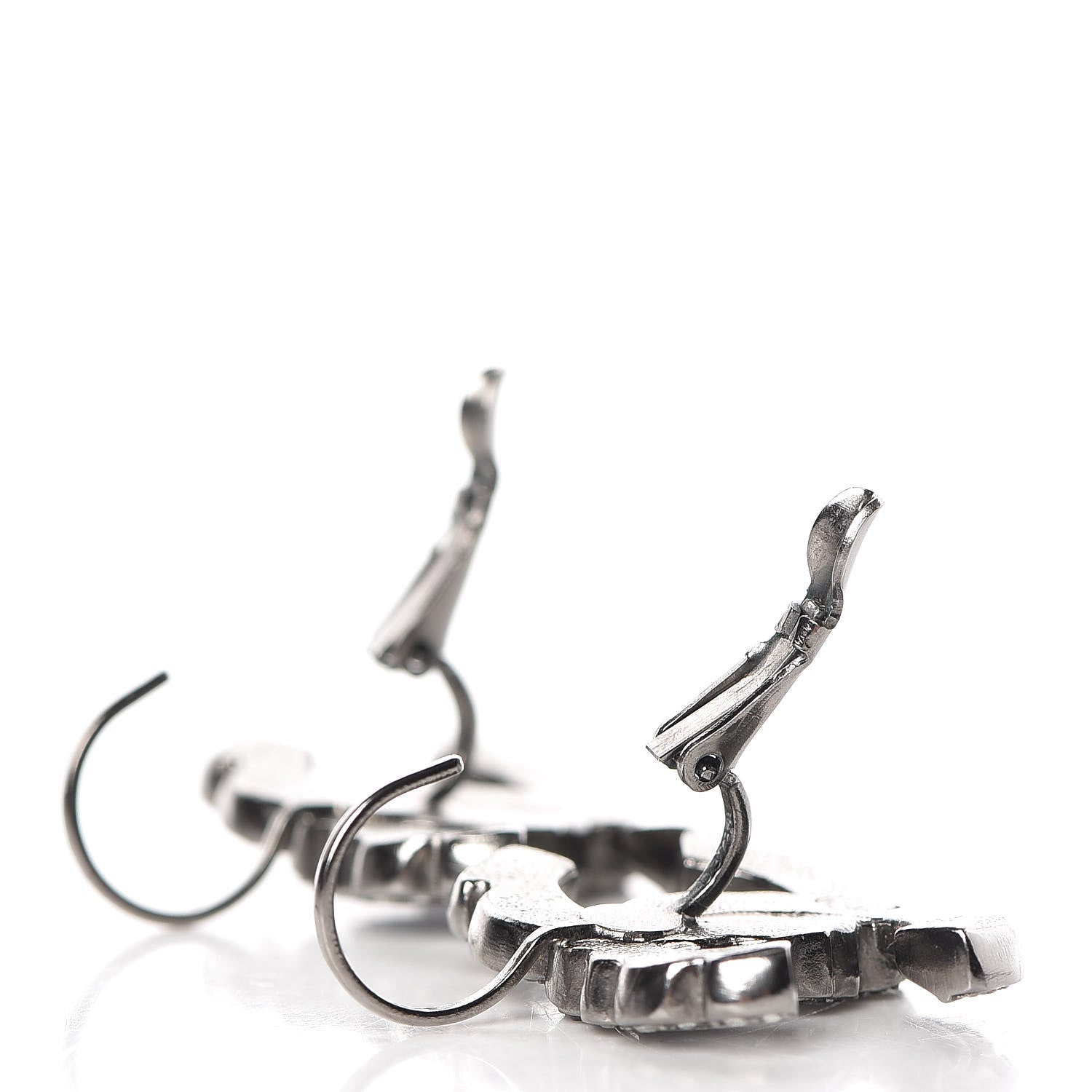 Chanel Ruthenium Baguette Crystal CC Drop Earrings 4 of 5