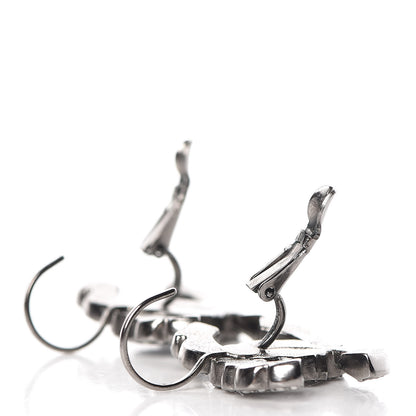 Chanel Ruthenium Baguette Crystal CC Drop Earrings 4 of 5