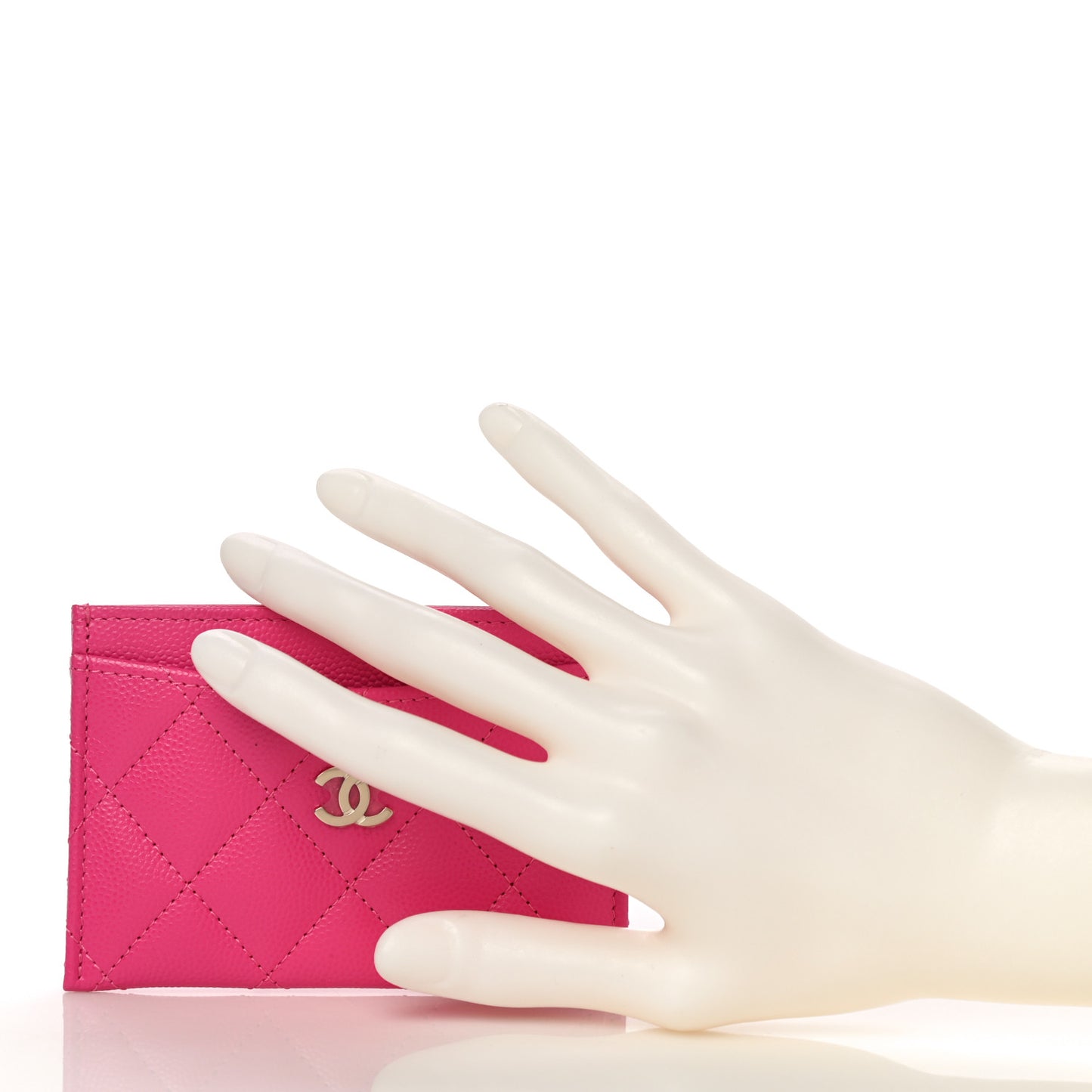 Caviar Quilted Card Holder Pink