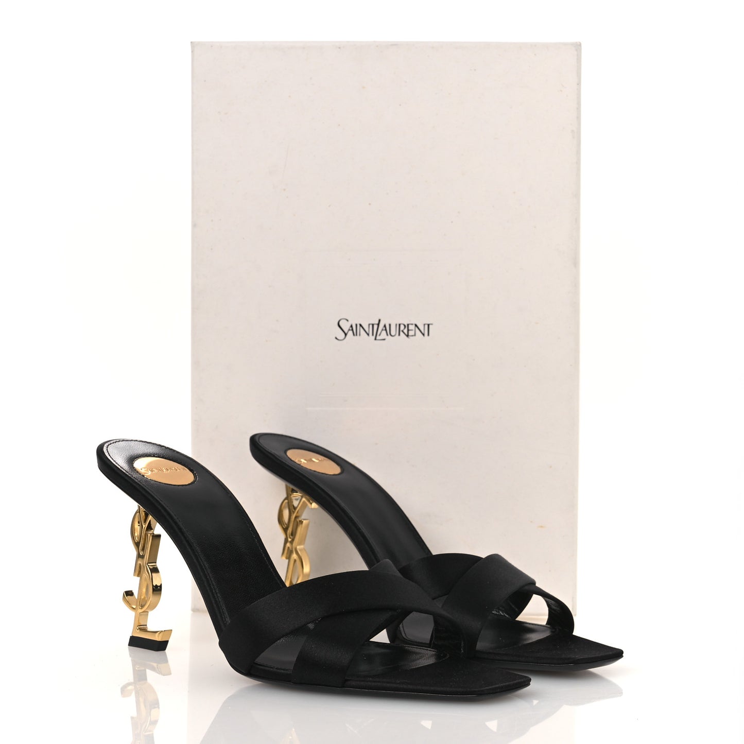 Crepe Satin Crystal Opyum Mules 39.5 Black