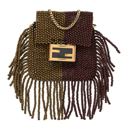 Fendi Glass Beaded Mini Pico Baguette Tobacco Moro 1 of 7