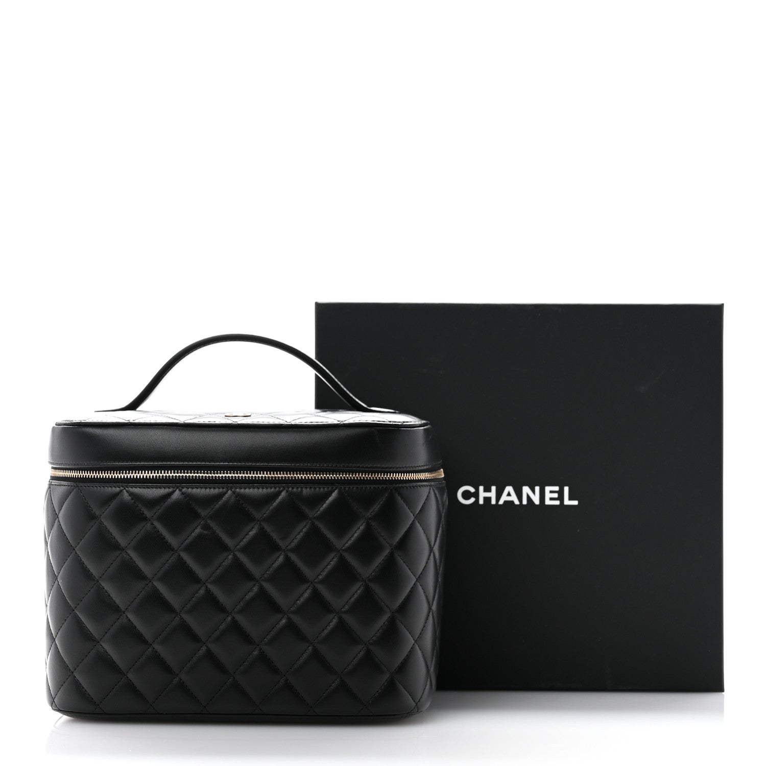 Chanel Lambskin Quilted Large Vanity Pouch Black 10 of 10