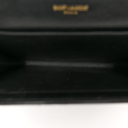 Saint Laurent Calfskin Crocodile Embossed Monogram Uptown Chain Wallet Black 5 of 12