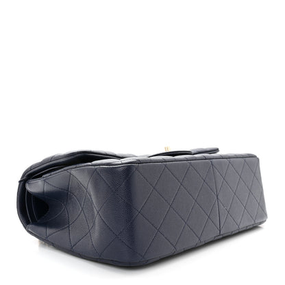Chanel Caviar Quilted Jumbo Double Flap Navy Blue 3 of 10