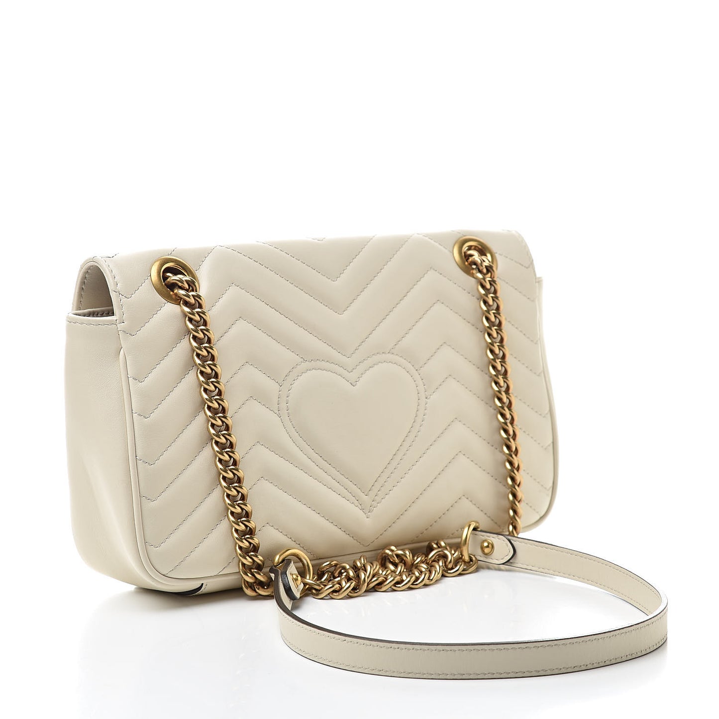 Calfskin Matelasse Small GG Marmont Shoulder Bag White