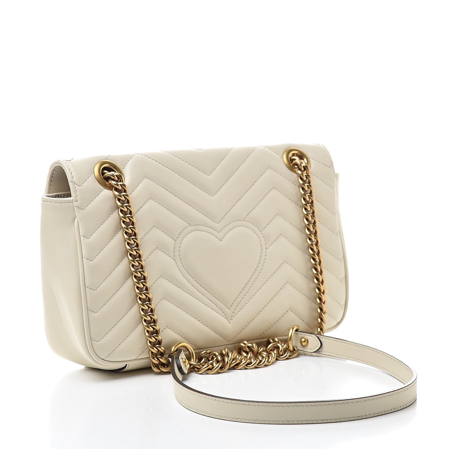 Gucci Calfskin Matelasse Small GG Marmont Shoulder Bag White 3 of 11
