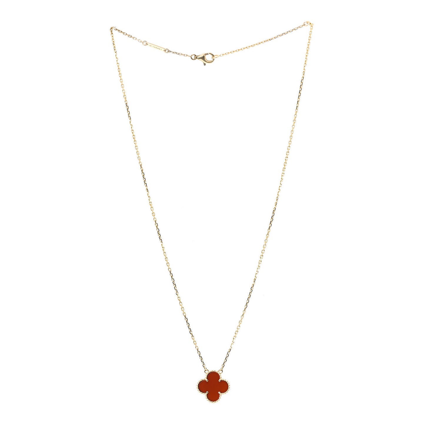 18K Yellow Gold Carnelian Vintage Alhambra Pendant Necklace
