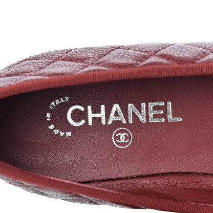 Chanel Caviar Quilted CC Cap Toe Ballerina Flats 41 Black Red 7 of 10
