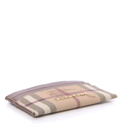Burberry Soft Grain Calfskin Haymarket Check Izzy Card Case Tan 4 of 6