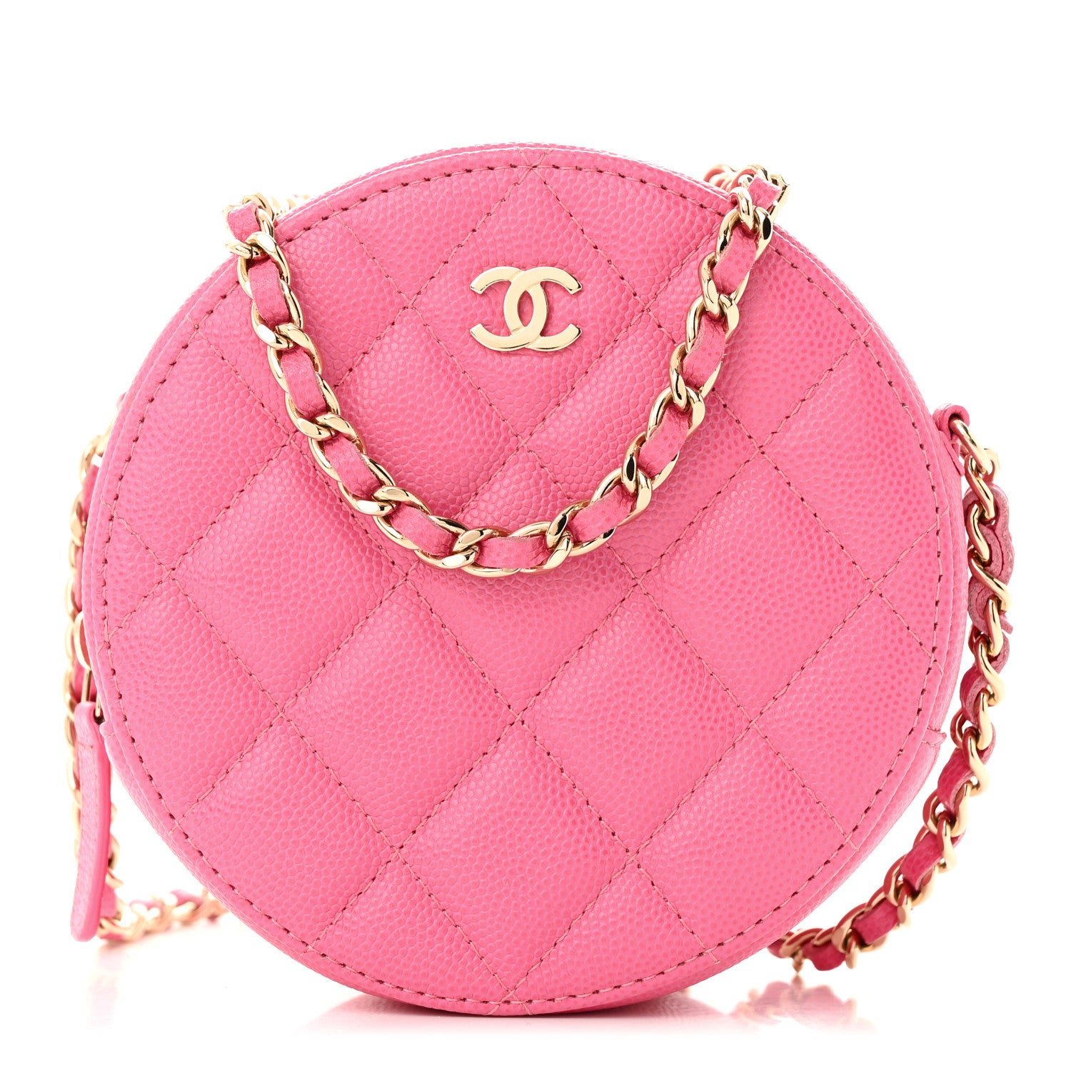 Chanel Caviar Quilted Round Clutch With Chain Pink 1 of 10