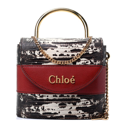 Chloe Calfskin Lizard Embossed Small Aby Lock Sepia Brown 1 of 4