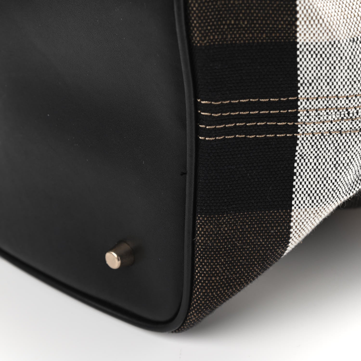 Burberry Grainy Calfskin Canvas Mega Check Medium Ashby Tassel Hobo Black 13 of 14