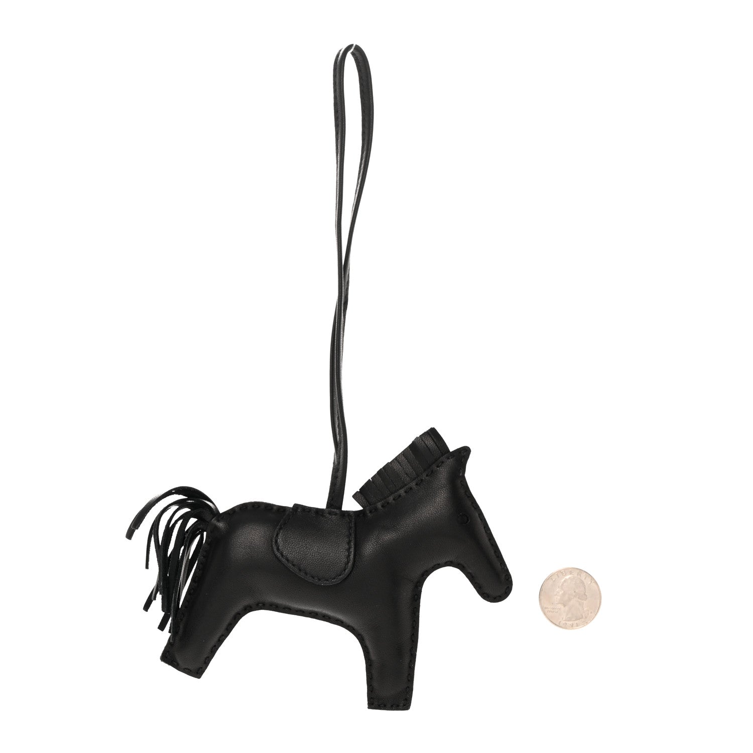 Hermes Milo Lambskin Grigri Rodeo Horse Bag Charm GM So Black 1 of 5