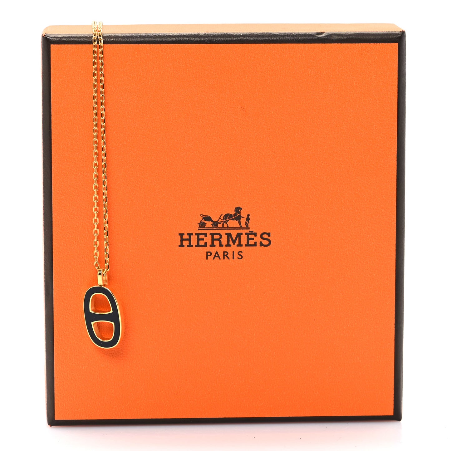 Laquered Iliade Pendant Necklace Black