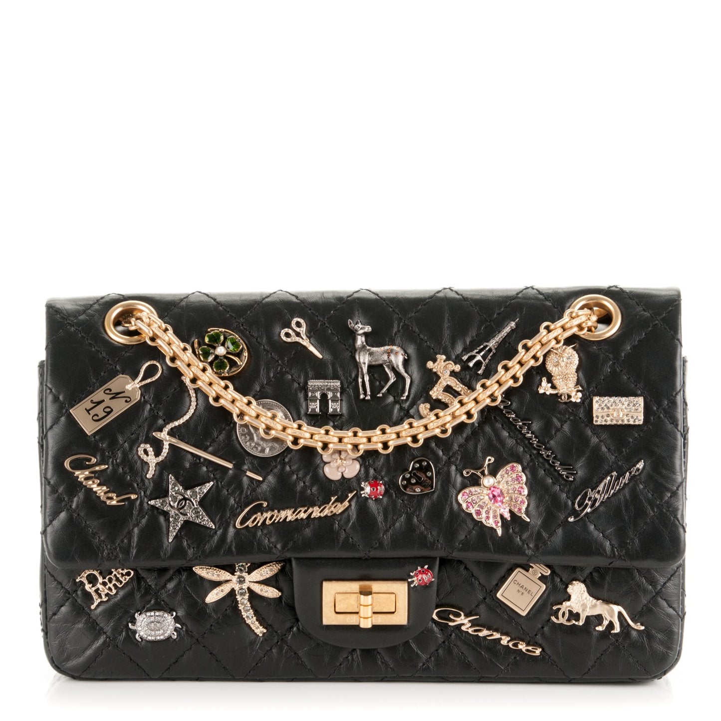 Aged Calfskin Lucky Charms 2.55 Reissue 225 Flap Black