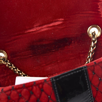 Christian Louboutin Velvet Patent Spikes Mini Sweety Charity Crossbody Bag Red Black 8 of 11